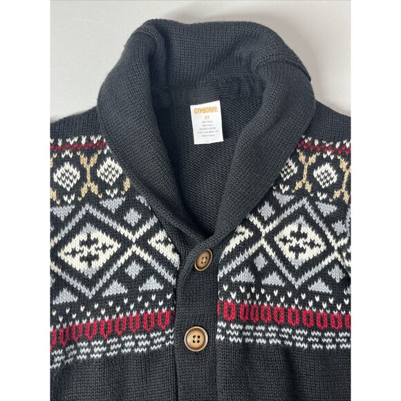 Gymboree Boys Cardigan Fair Isle Sweater 5T Knit Button Up Shawl Collar Classic - Picture 3 of 9